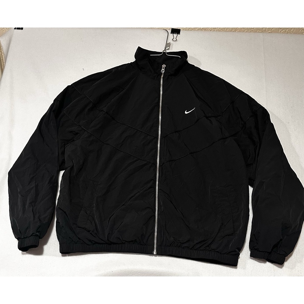 Nike Windrunner Jacket Womens SZ XL Black Full Zip Lined Elastic Hem FV6304-010